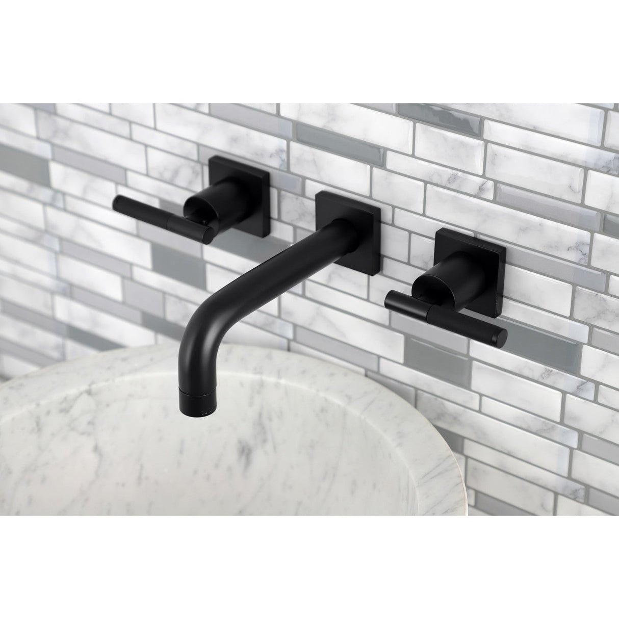Kaiser KS6120CKL Two-Handle 3-Hole Wall Mount Bathroom Faucet, Matte Black