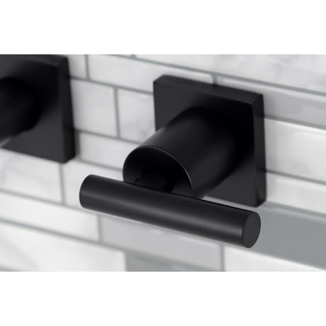 Manhattan KS6120CML Two-Handle 3-Hole Wall Mount Bathroom Faucet, Matte Black