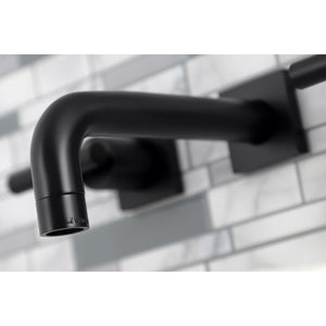 Manhattan KS6120CML Two-Handle 3-Hole Wall Mount Bathroom Faucet, Matte Black