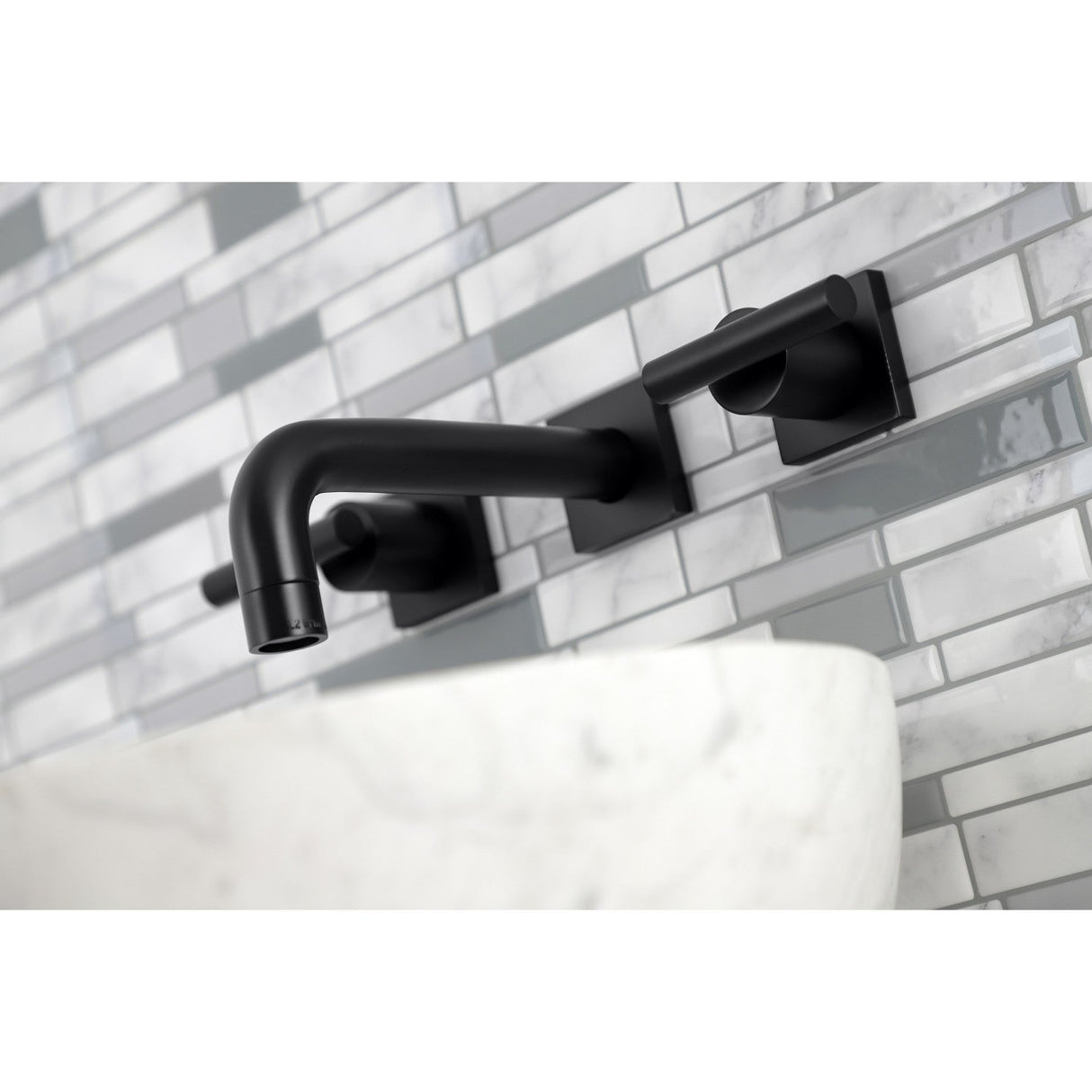 Manhattan KS6120CML Two-Handle 3-Hole Wall Mount Bathroom Faucet, Matte Black