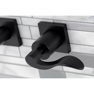 NuWave KS6120DFL Two-Handle 3-Hole Wall Mount Bathroom Faucet, Matte Black