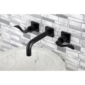 NuWave KS6120DFL Two-Handle 3-Hole Wall Mount Bathroom Faucet, Matte Black