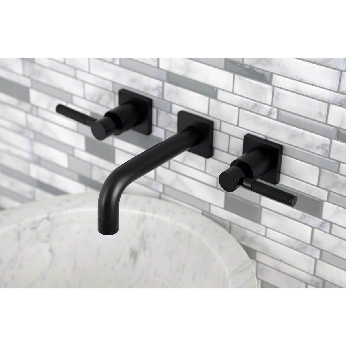 Kaiser KS6120DKL Two-Handle 3-Hole Wall Mount Bathroom Faucet, Matte Black