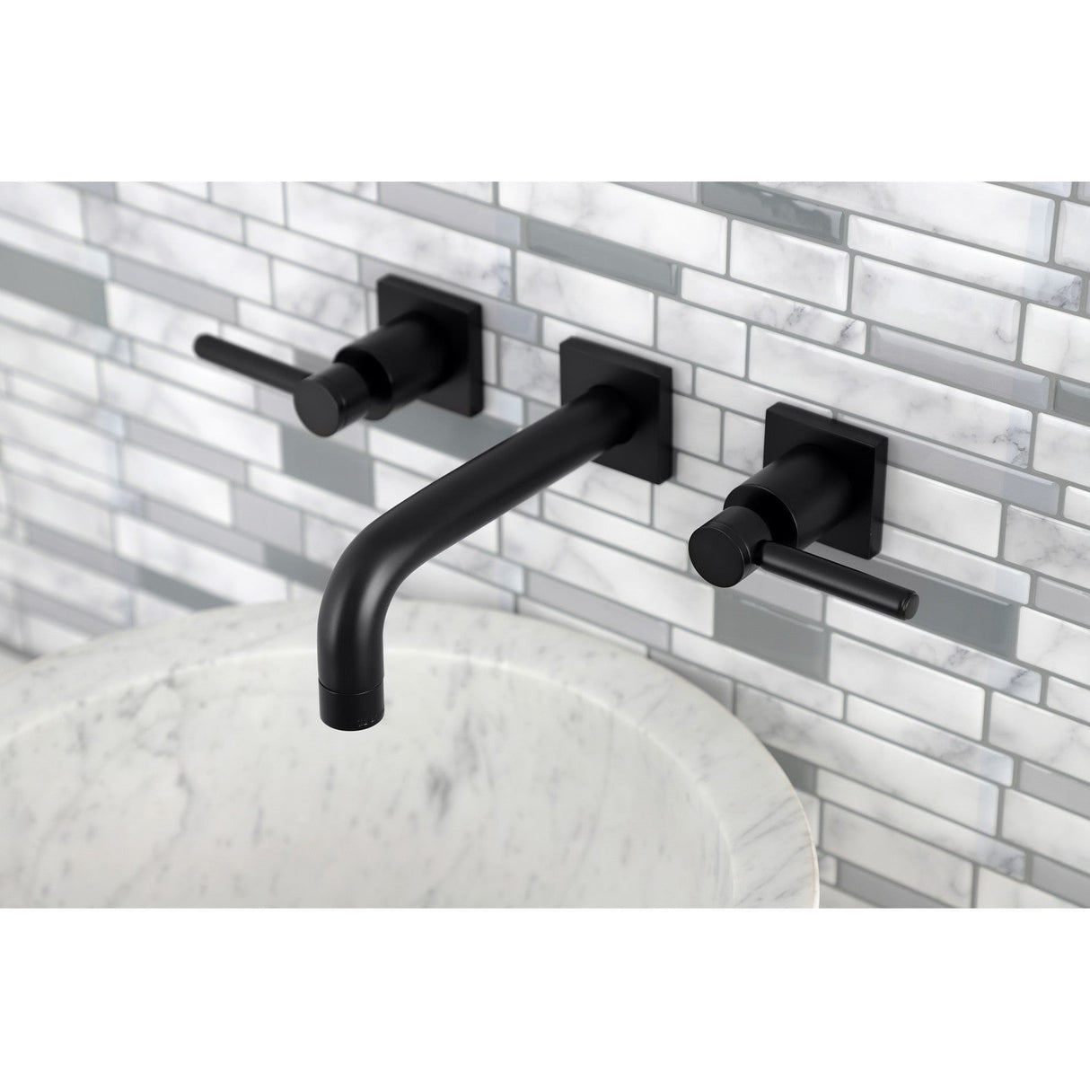 Concord KS6120DL Two-Handle 3-Hole Wall Mount Bathroom Faucet, Matte Black