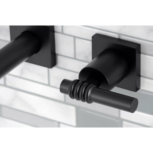 Milano KS6120ML Two-Handle 3-Hole Wall Mount Bathroom Faucet, Matte Black