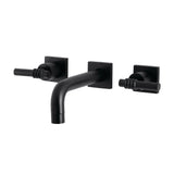 Milano KS6120ML Two-Handle 3-Hole Wall Mount Bathroom Faucet, Matte Black