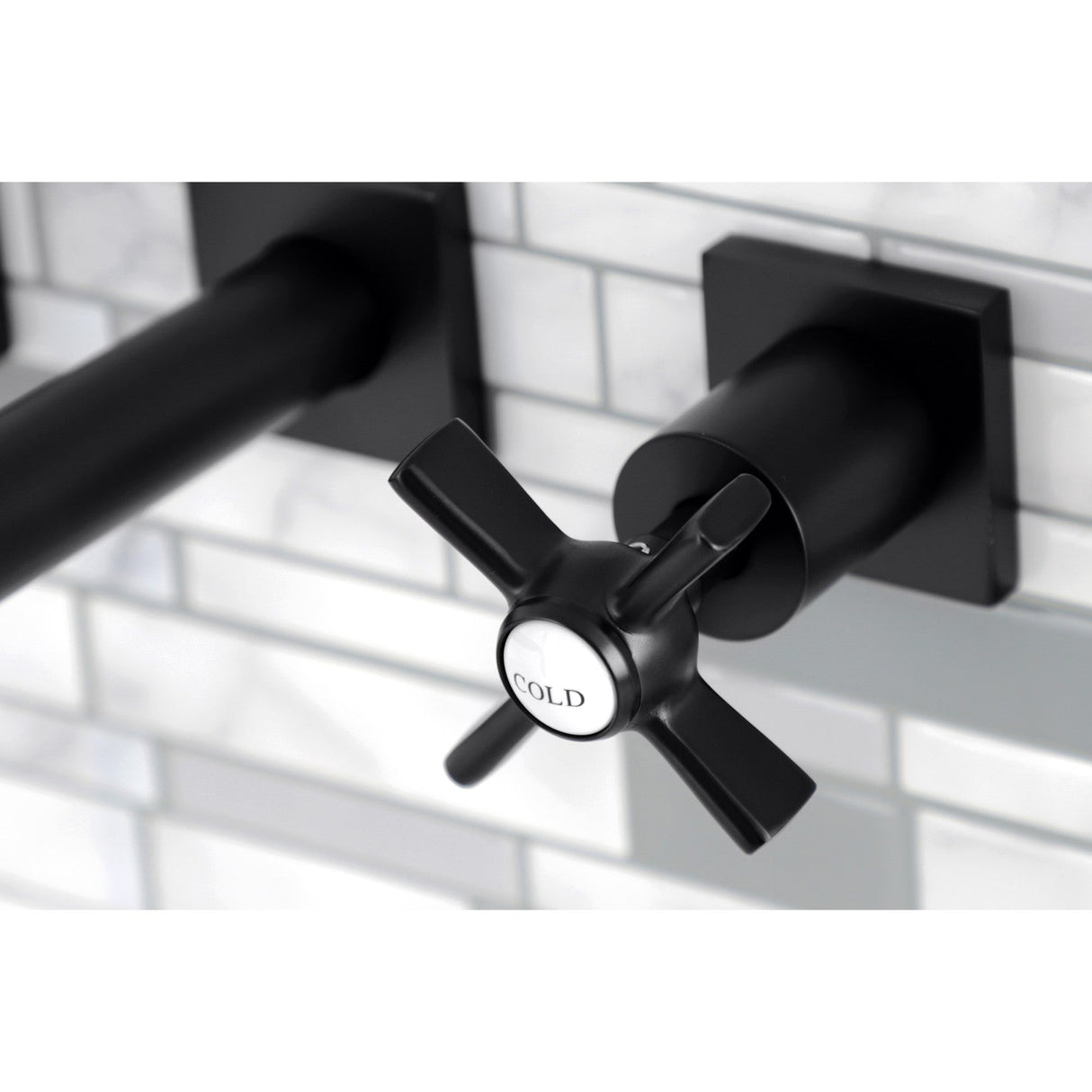 Millennium KS6120ZX Two-Handle 3-Hole Wall Mount Bathroom Faucet, Matte Black