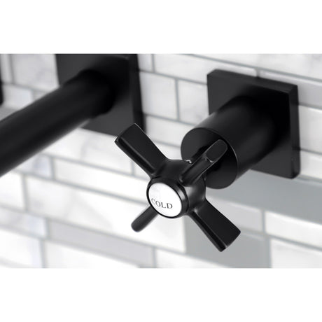 Millennium KS6120ZX Two-Handle 3-Hole Wall Mount Bathroom Faucet, Matte Black