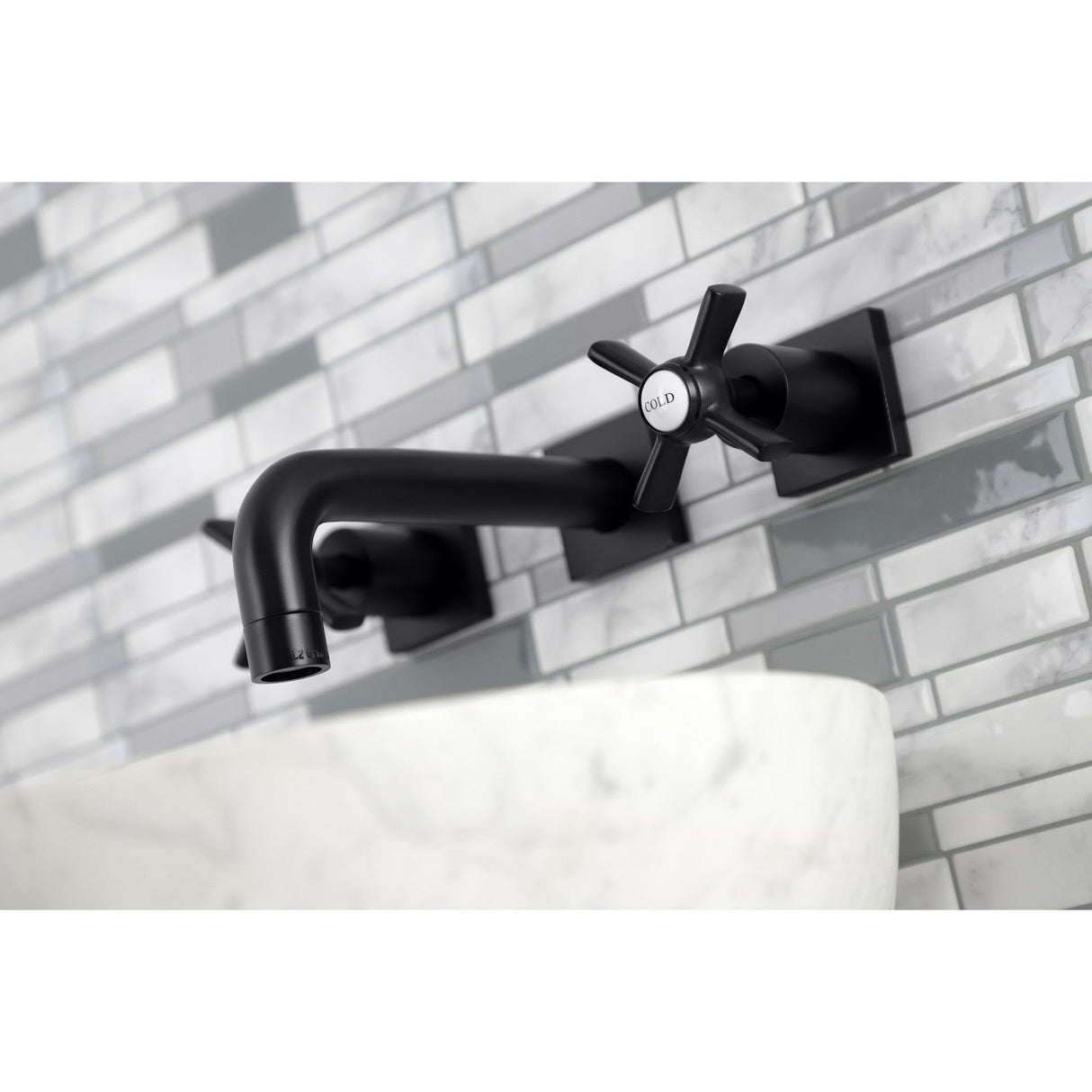 Millennium KS6120ZX Two-Handle 3-Hole Wall Mount Bathroom Faucet, Matte Black