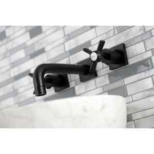 Millennium KS6120ZX Two-Handle 3-Hole Wall Mount Bathroom Faucet, Matte Black