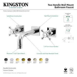 Metropolitan KS6121BX Two-Handle 3-Hole Wall Mount Bathroom Faucet, Polished Chrome
