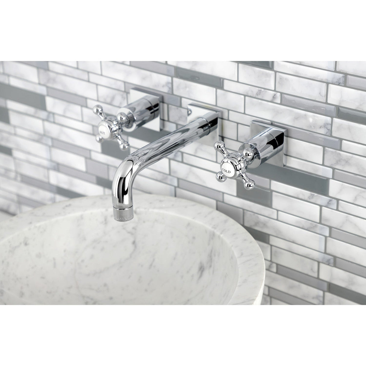 Metropolitan KS6121BX Two-Handle 3-Hole Wall Mount Bathroom Faucet, Polished Chrome