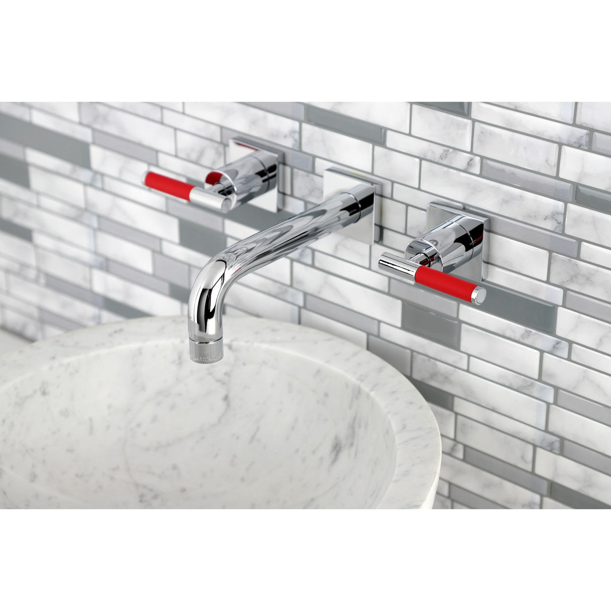 Kaiser KS6121CKL Two-Handle 3-Hole Wall Mount Bathroom Faucet, Polished Chrome