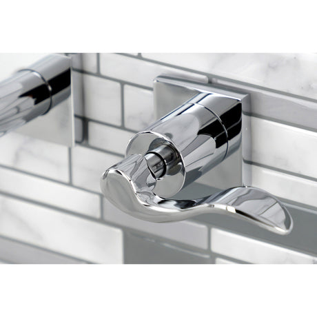 NuWave KS6121DFL Two-Handle 3-Hole Wall Mount Bathroom Faucet, Polished Chrome