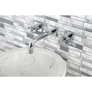NuWave KS6121DFL Two-Handle 3-Hole Wall Mount Bathroom Faucet, Polished Chrome