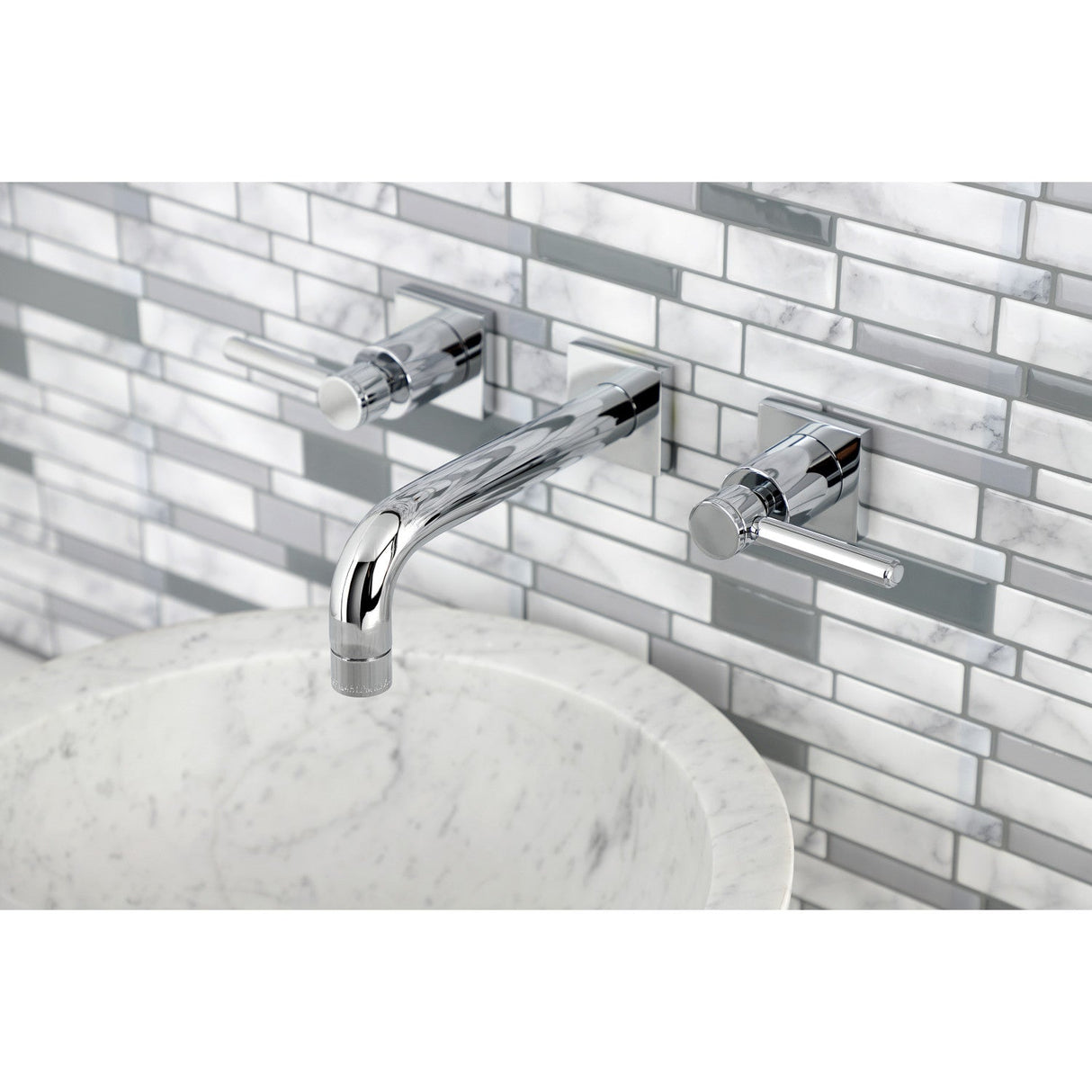 Concord KS6121DL Two-Handle 3-Hole Wall Mount Bathroom Faucet, Polished Chrome