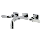 Whitaker KS6121KL Two-Handle 3-Hole Wall Mount Bathroom Faucet, Polished Chrome
