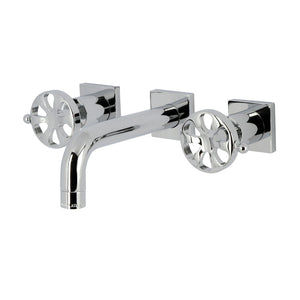 Belknap KS6121RX Two-Handle 3-Hole Wall Mount Bathroom Faucet, Polished Chrome