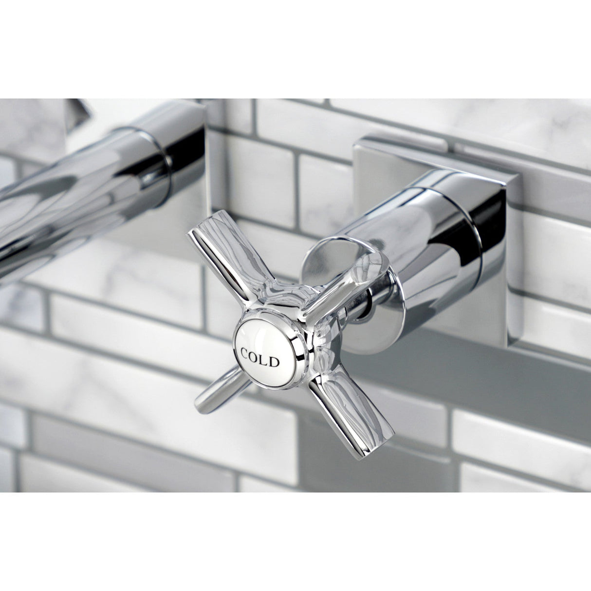 Millennium KS6121ZX Two-Handle 3-Hole Wall Mount Bathroom Faucet, Polished Chrome