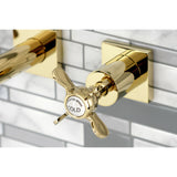 Essex KS6122BEX Two-Handle 3-Hole Wall Mount Bathroom Faucet, Polished Brass