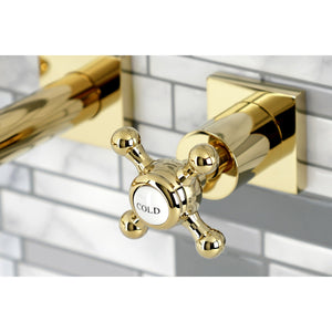 Metropolitan KS6122BX Two-Handle 3-Hole Wall Mount Bathroom Faucet, Polished Brass