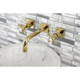 Metropolitan KS6122BX Two-Handle 3-Hole Wall Mount Bathroom Faucet, Polished Brass