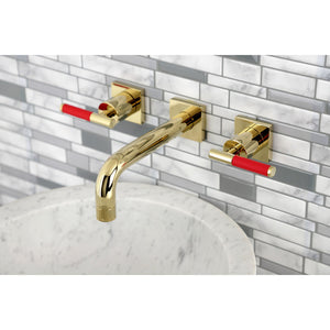 Kaiser KS6122CKL Two-Handle 3-Hole Wall Mount Bathroom Faucet, Polished Brass