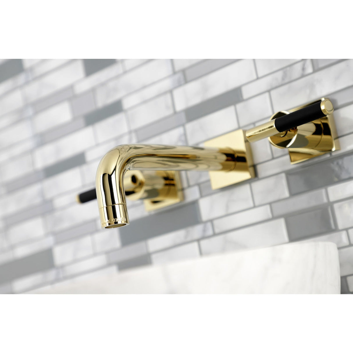 Kaiser KS6122CKL Two-Handle 3-Hole Wall Mount Bathroom Faucet, Polished Brass