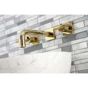 Manhattan KS6122CML Two-Handle 3-Hole Wall Mount Bathroom Faucet, Polished Brass