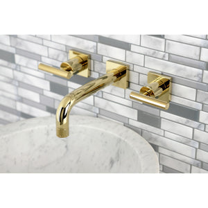 Manhattan KS6122CML Two-Handle 3-Hole Wall Mount Bathroom Faucet, Polished Brass