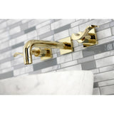 NuWave KS6122DFL Two-Handle 3-Hole Wall Mount Bathroom Faucet, Polished Brass