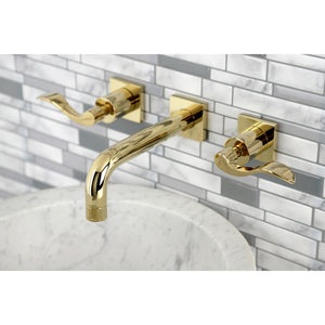 NuWave KS6122DFL Two-Handle 3-Hole Wall Mount Bathroom Faucet, Polished Brass