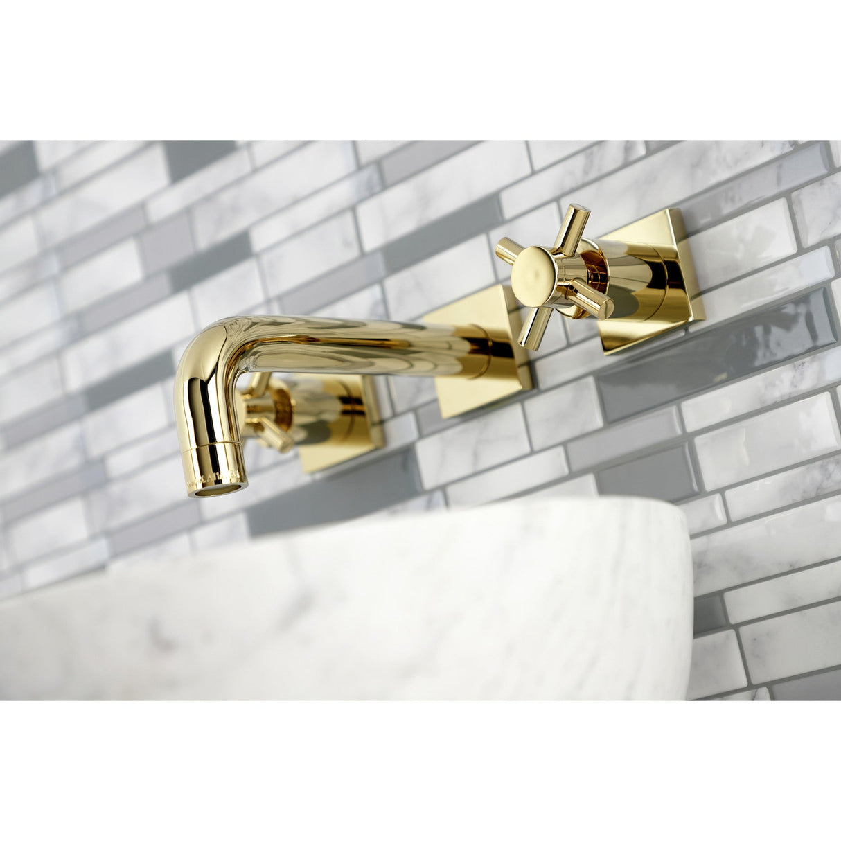 Concord KS6122DX Two-Handle 3-Hole Wall Mount Bathroom Faucet, Polished Brass