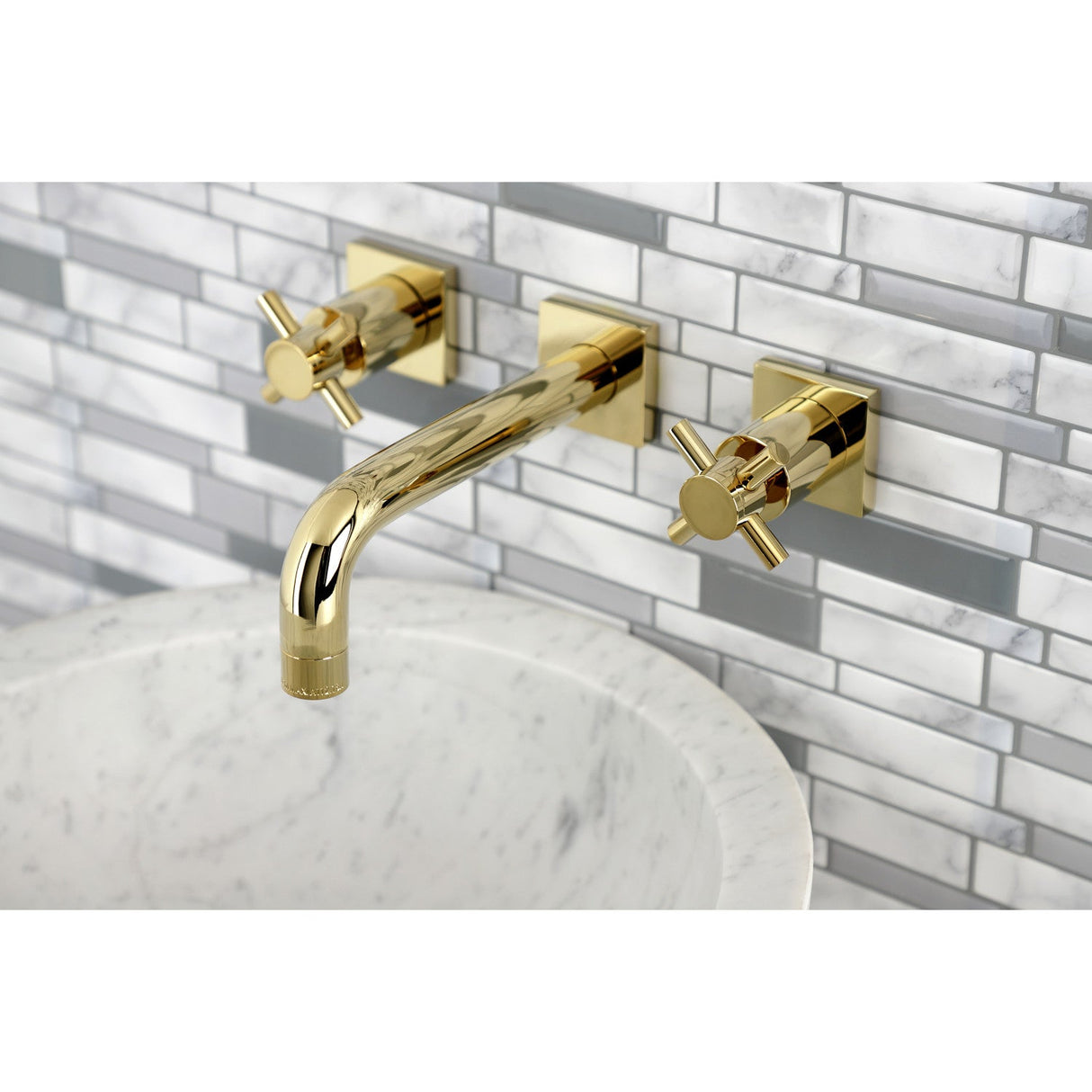 Concord KS6122DX Two-Handle 3-Hole Wall Mount Bathroom Faucet, Polished Brass
