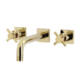 Concord KS6122DX Two-Handle 3-Hole Wall Mount Bathroom Faucet, Polished Brass