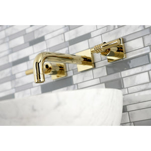 Milano KS6122ML Two-Handle 3-Hole Wall Mount Bathroom Faucet, Polished Brass