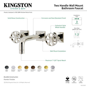 Belknap KS6122RX Two-Handle 3-Hole Wall Mount Bathroom Faucet, Polished Brass