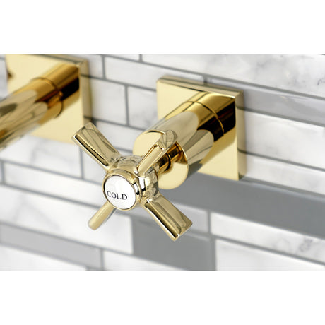 Millennium KS6122ZX Two-Handle 3-Hole Wall Mount Bathroom Faucet, Polished Brass