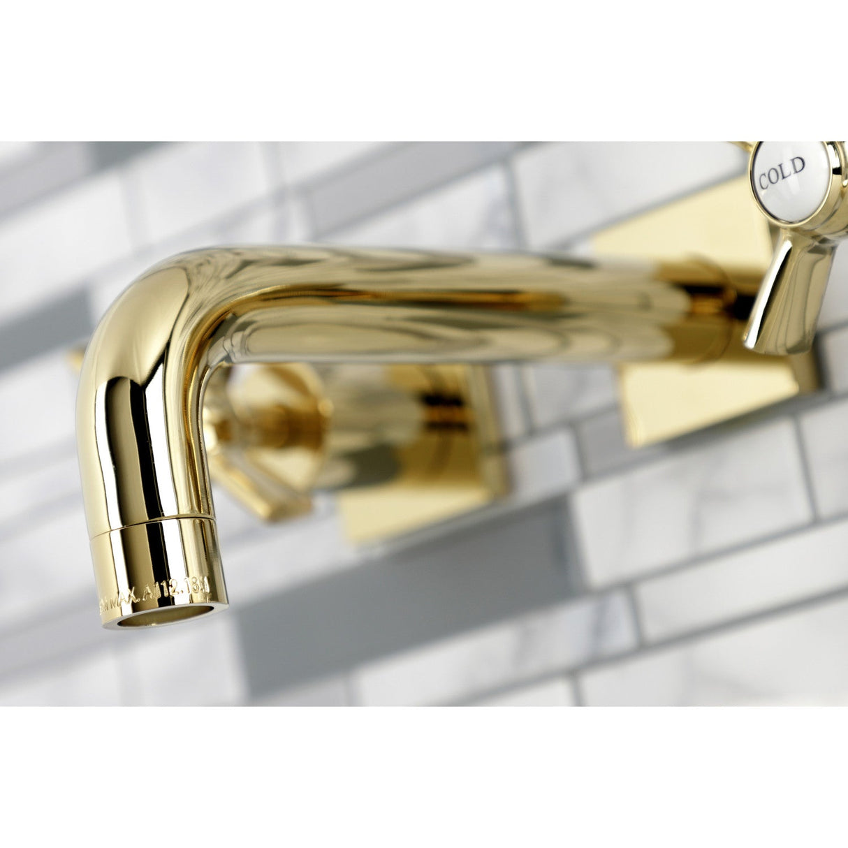 Millennium KS6122ZX Two-Handle 3-Hole Wall Mount Bathroom Faucet, Polished Brass