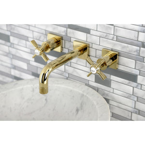 Millennium KS6122ZX Two-Handle 3-Hole Wall Mount Bathroom Faucet, Polished Brass