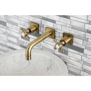Metropolitan KS6123BX Two-Handle 3-Hole Wall Mount Bathroom Faucet, Antique Brass