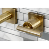 Manhattan KS6123CML Two-Handle 3-Hole Wall Mount Bathroom Faucet, Antique Brass