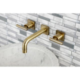 Manhattan KS6123CML Two-Handle 3-Hole Wall Mount Bathroom Faucet, Antique Brass