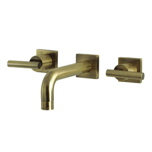 Manhattan KS6123CML Two-Handle 3-Hole Wall Mount Bathroom Faucet, Antique Brass