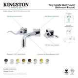 NuWave KS6123DFL Two-Handle 3-Hole Wall Mount Bathroom Faucet, Antique Brass
