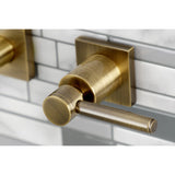 Concord KS6123DL Two-Handle 3-Hole Wall Mount Bathroom Faucet, Antique Brass