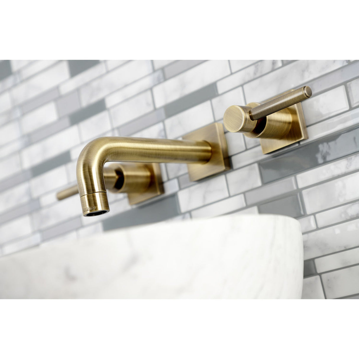 Concord KS6123DL Two-Handle 3-Hole Wall Mount Bathroom Faucet, Antique Brass