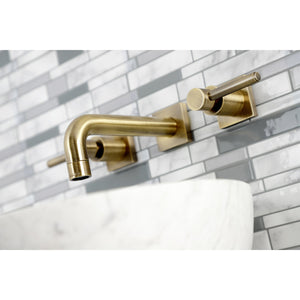 Concord KS6123DL Two-Handle 3-Hole Wall Mount Bathroom Faucet, Antique Brass