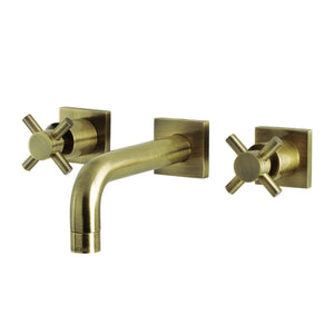 Concord KS6123DX Two-Handle 3-Hole Wall Mount Bathroom Faucet, Antique Brass