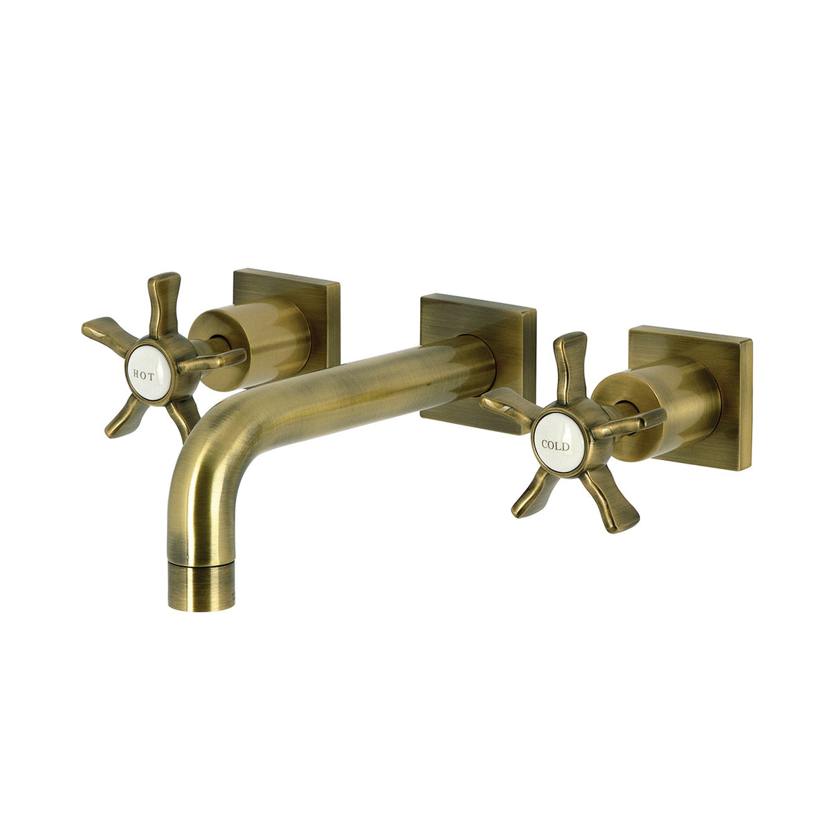 Hamilton KS6123NX Two-Handle 3-Hole Wall Mount Bathroom Faucet, Antique Brass